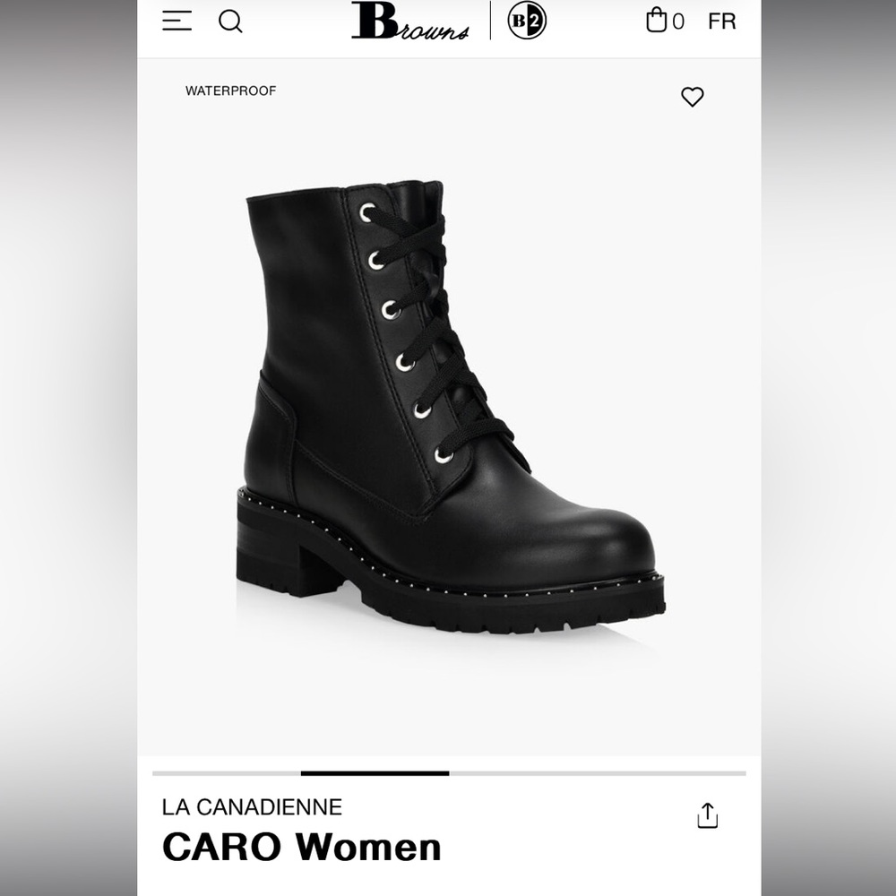 NWT La Canadienne “Caro” leather winter boots 7.5 black with silver stud accents
